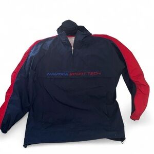 Vintage Nautica Sport Tech Men's Navy and Red Jacket Size L